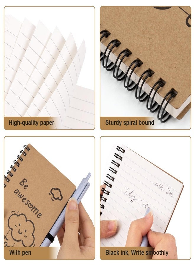 Dynta 32 Pcs Inspirational Journals Bulk 16 Sets A6 Spiral Notebook with Straw Ballpoint Pen Kraft Cover Motivational Small Notebook Office School Supplies Gifts for Coworkers Employee Students Kids - Image 4