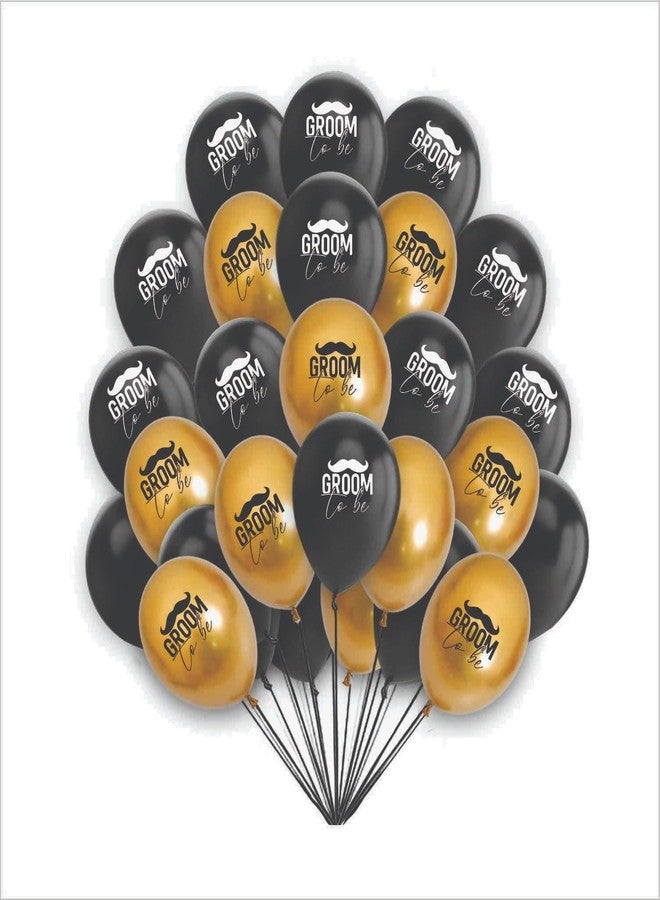HK Balloons Golden Black 30Pcs Groom To be Decoration Balloons Item For Wedding Groom Shower Engagement Bachelorette Party Supplies For Men Wedding Decoration Printed Balloons - Image 1