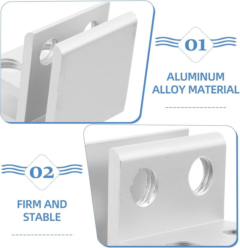 Glass Clamp Bracket 90 Degree Aluminium Alloy Holder for 5-8mm Glass, Shelf Support for Fish Tank, Terrarium, and Garden Planter Box, Silver Finish - Image 3