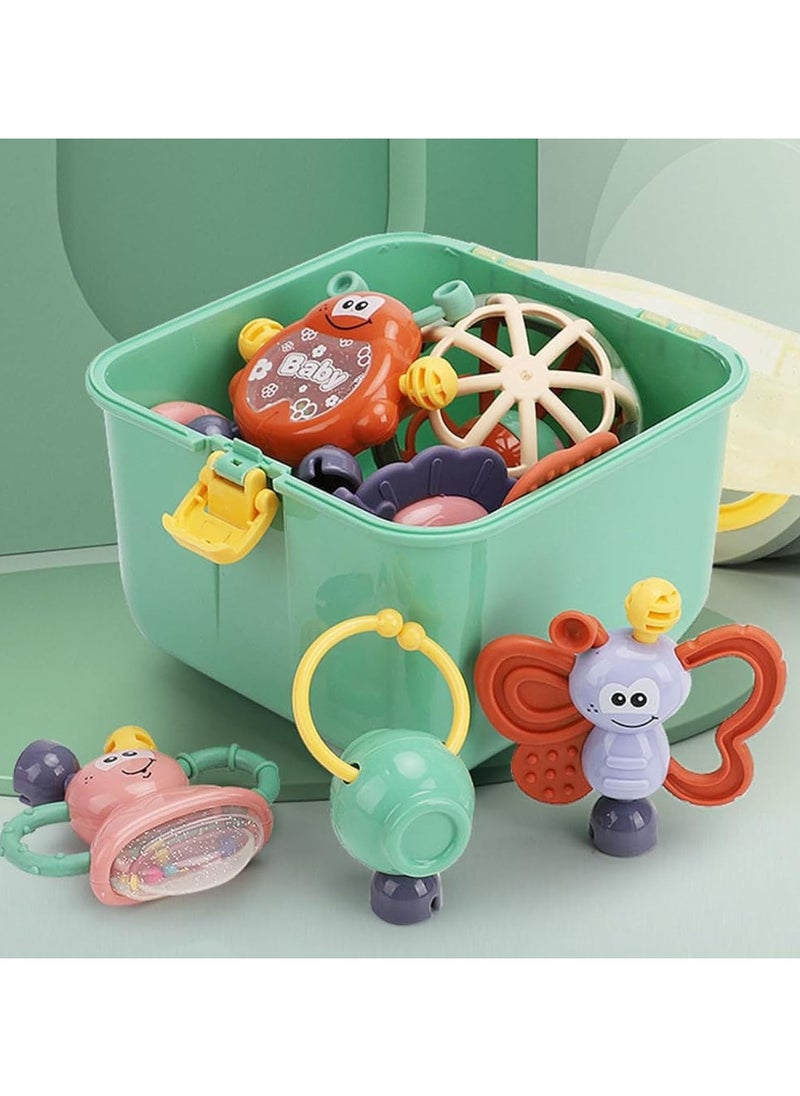 URbantin 11pcs Baby Rattle Toy, Infant Teething Toys, Grab and Spin Rattles Sensory Toy Set, Food Grade Silicone Material, Baby Toys Gift for Babies 0-12-24 Months Boys Girls, Early Educational Toy Set.  - Image 4