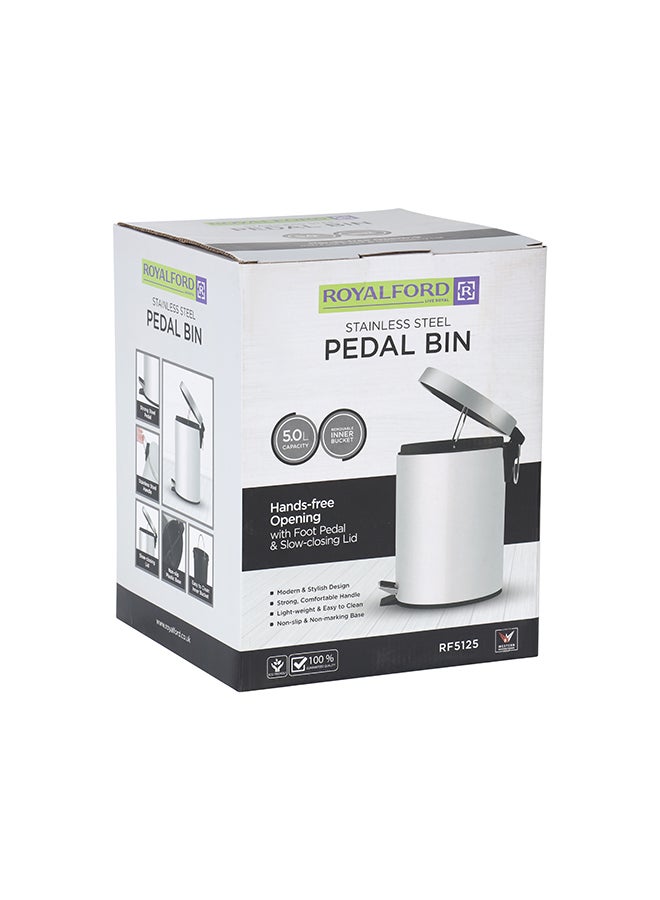 Royalford Pedal Trash Bin Silver/Black - Image 3