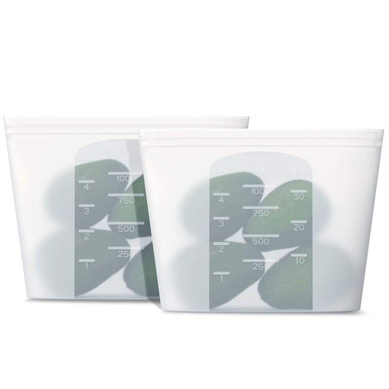 Winrock Reusable Silicone Food Storage Bag for Microwave Oven Fridge Freezer Sous Vide Zip Sealed Containers 2 Middle size 32oz 1000ml