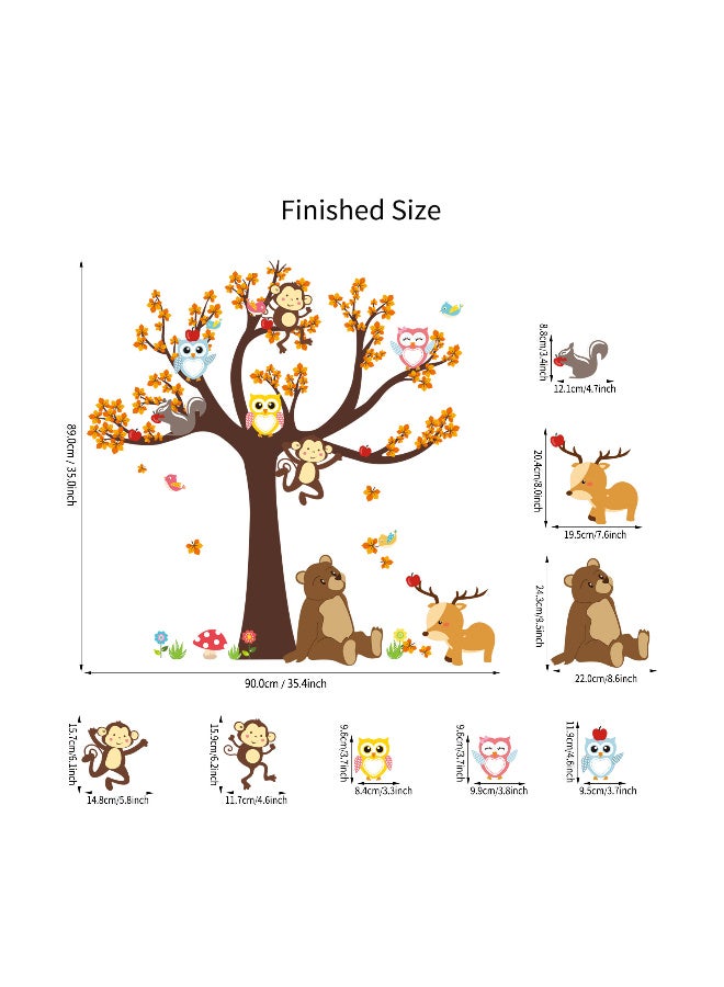 Huge Jungle Animals Tree Owls Monkey Wall Sticker Kids Room Decor Vinyl Decals - Image 4