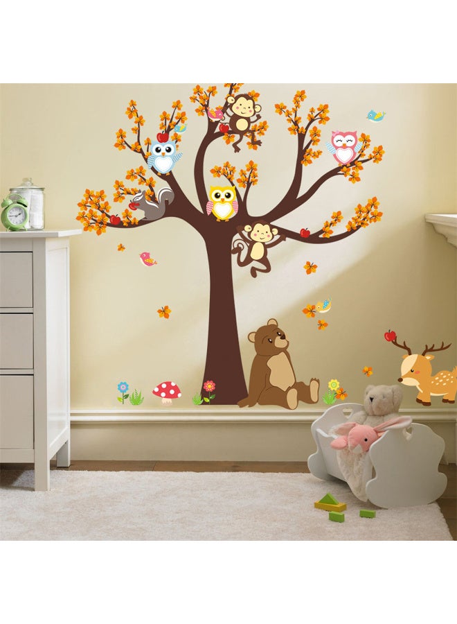 Huge Jungle Animals Tree Owls Monkey Wall Sticker Kids Room Decor Vinyl Decals - Image 2