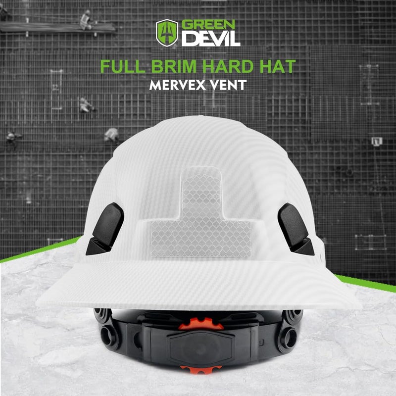 GREEN DEVIL Full Brim Hard Hat Vented Construction Safety Helmet OSHA Approved Cascos De Construccion Work Hardhat for Men&Women 6 Point Adjustable Ratchet Suspension Custom Pattern Design - Image 5