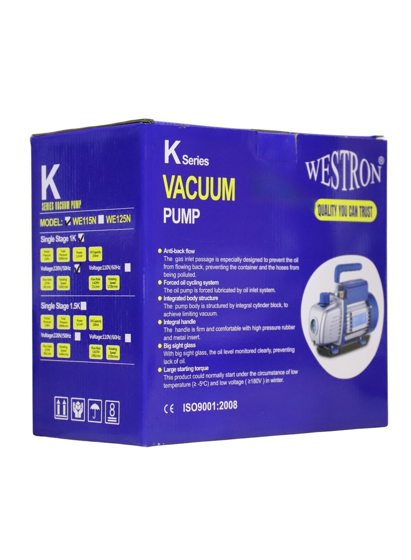 Westron مضخة فاكيوم ويسترون – مرحلة واحدة – WE115N 1/4HP  - Image 3
