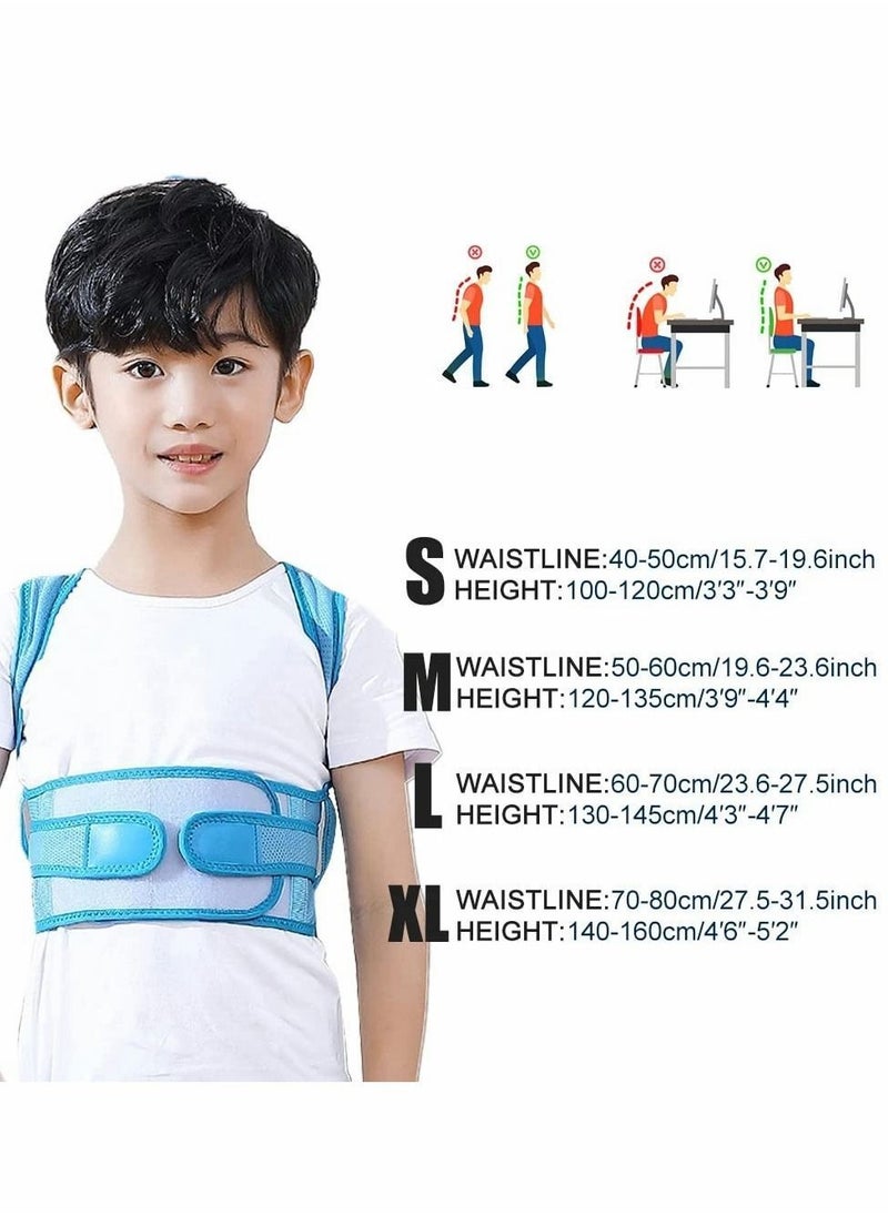 Y&D - Back Brace, Posture Corrector for Kids Teens, Relieve Pain Adjustable Upper race Spinal Support with Soft Shoulder Pads to Prevent Humpback, Recommended by Doctor (M, Blue) - Image 1