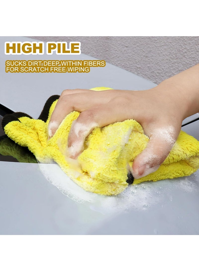 5 PCS Thickened Clean towels Superabsorbent microfiber towels,Reusable Scratch free cleaning cloth for car, fishing gear, Household (Yellow-Gray) - Image 4