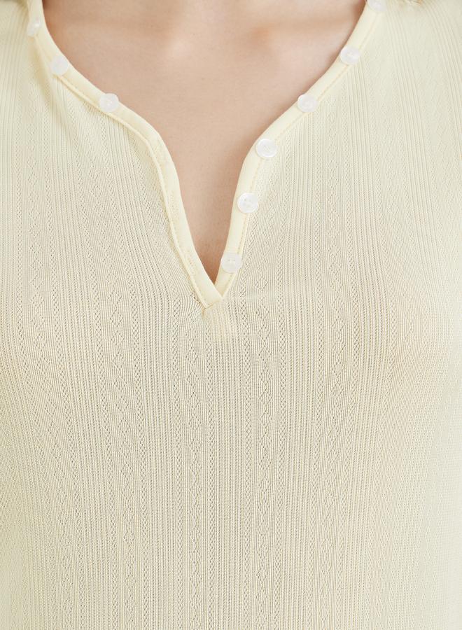 تايك تو بلوزة محبوكة بأكمام قصيرة - Image 4