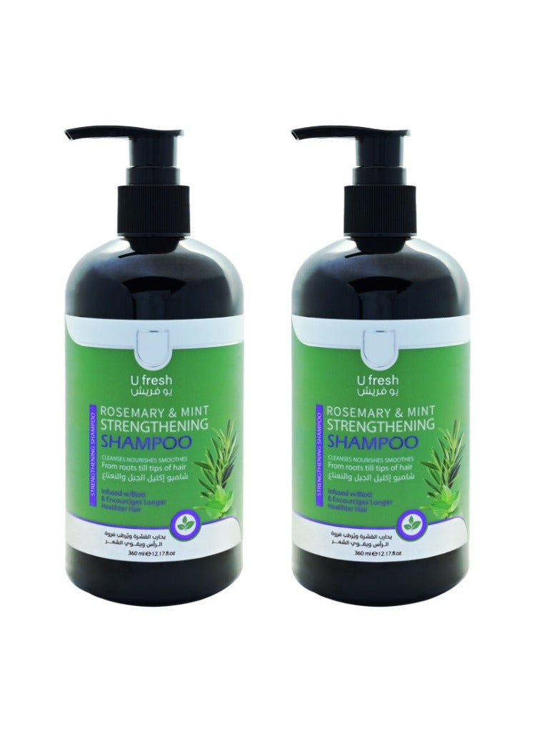 U fresh Rosemary & Mint Fortifying Shampoo 360ml Pack of 2  - Image 1