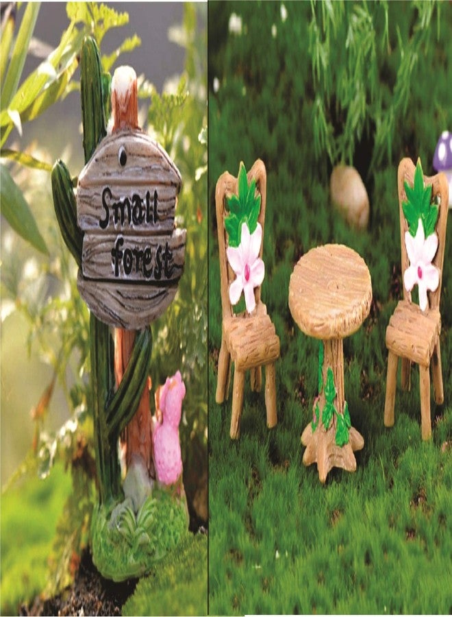 Skylofts Table Chair Set with Small Forest Display Showpiece Home Decor Garden Decor Miniatures Landscape Decorations - Image 1