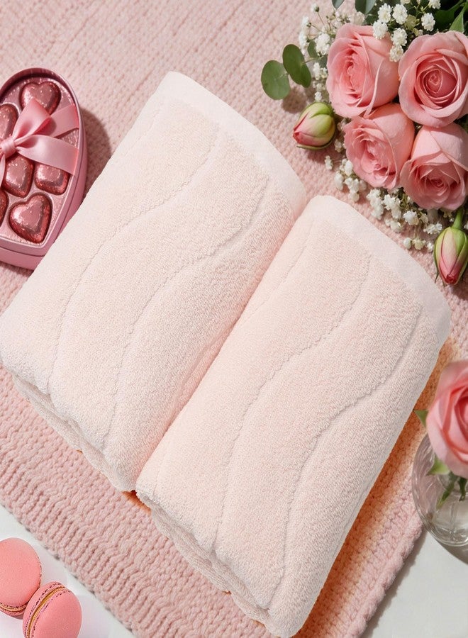 Jacquotha 2-Piece Hand Towels for Bathroom with Wavy Striped Jacquard, Premium Quick Dry Spa Face Towels 13"x29", Blush Pink - Image 2