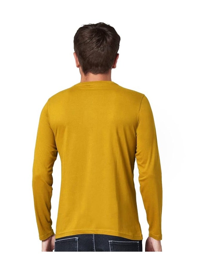 OPLU Store Men's Regular Fit Cotton Printed Tshirt,Yellow,S - Image 3