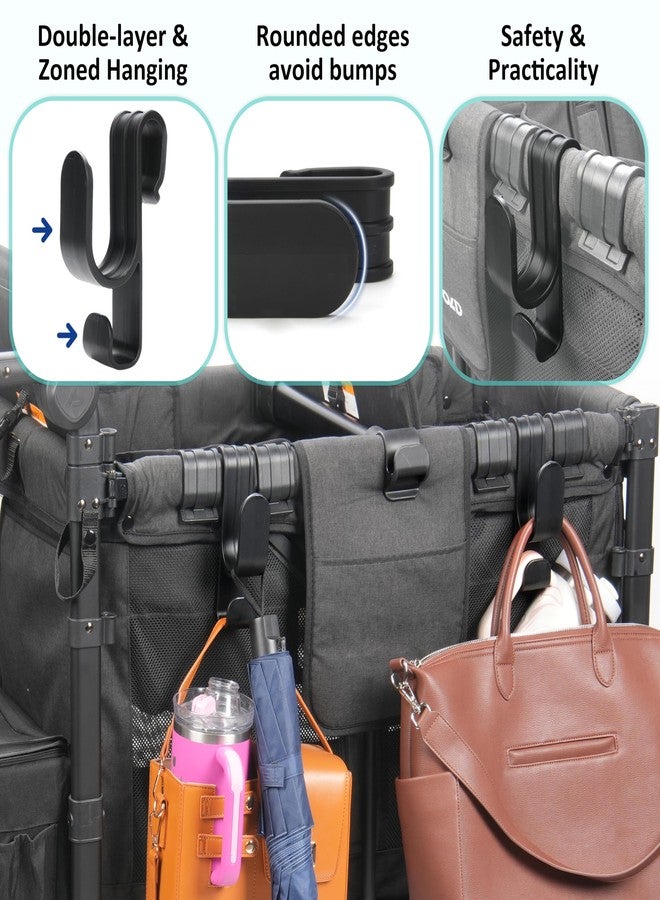 Viotiin Forward-Facing Stroller Wagon Support Bar + Hooks (2-Pack) Compatible with WONDERFOLD W4, Wagon Accessories for Kids, Multifunctional Double-Layer, Hanging Everything, Removable & Easy to Install. - Image 4