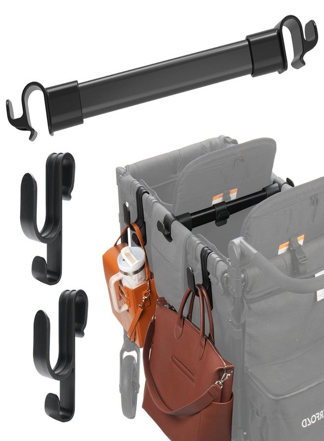 Viotiin Forward-Facing Stroller Wagon Support Bar + Hooks (2-Pack) Compatible with WONDERFOLD W4, Wagon Accessories for Kids, Multifunctional Double-Layer, Hanging Everything, Removable & Easy to Install. - Image 1