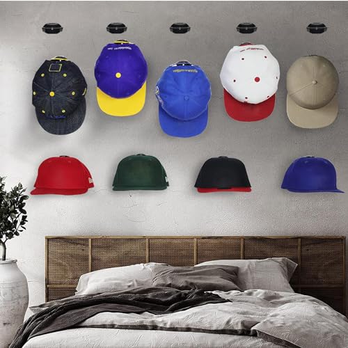 RUIPBOTE 24 Pack Adhesive Hat Hooks for Wall，Hat Rack for Baseball Caps, Hat Hangers for Wall， No Drilling，Upgraded Adhesive Hat Holder Display（Black） - Image 5
