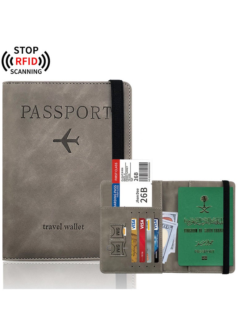 RFID Blocking Passport Holder Travel Wallet Leather Surface Multi Functional  Wallet - Image 1