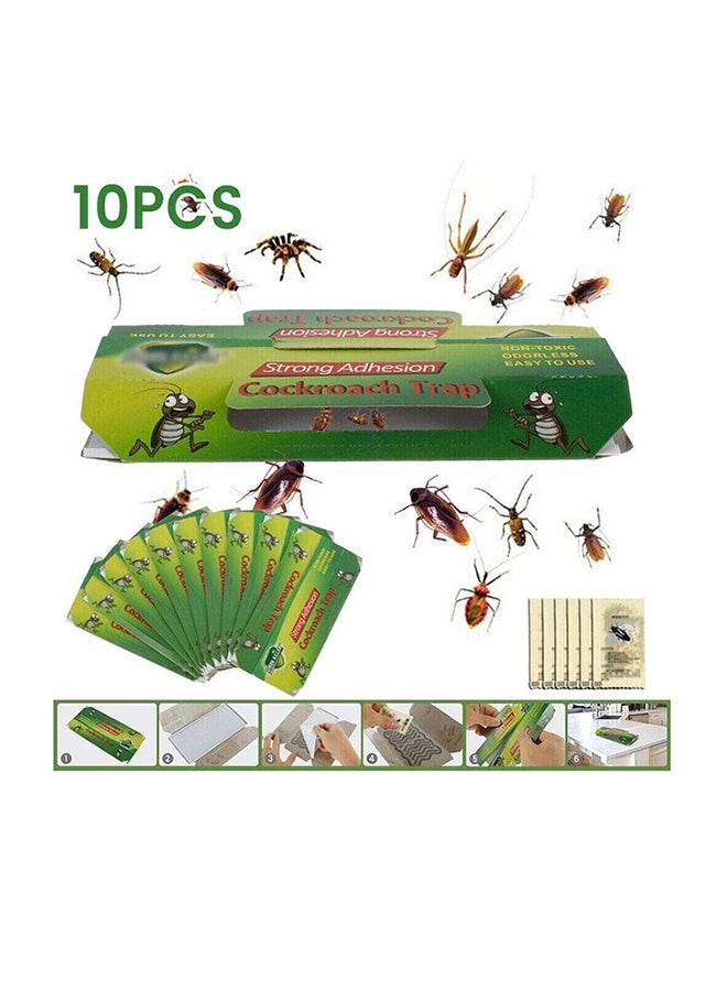 GREEN KILLER 10 Pieces Strong Adhesion Cockroach Trap  In One Box - Image 1