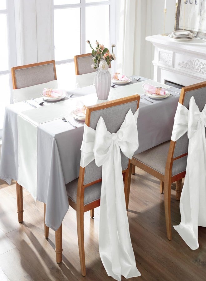 KKJIAF 2 Pack White Table Runners 12 x 108 Inch, Rectangular Smooth Satin Silk Table Runner for Wedding, Banquet, Birthday Party Decoration - Image 3