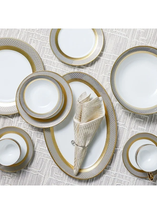 دانوب هوم Royal Feast 44-Piece Premium Fine Porcelain Dinner Set – Elegant Tableware for 8 Persons – Luxury Dinnerware Set for Home, Parties, Events & Gifting