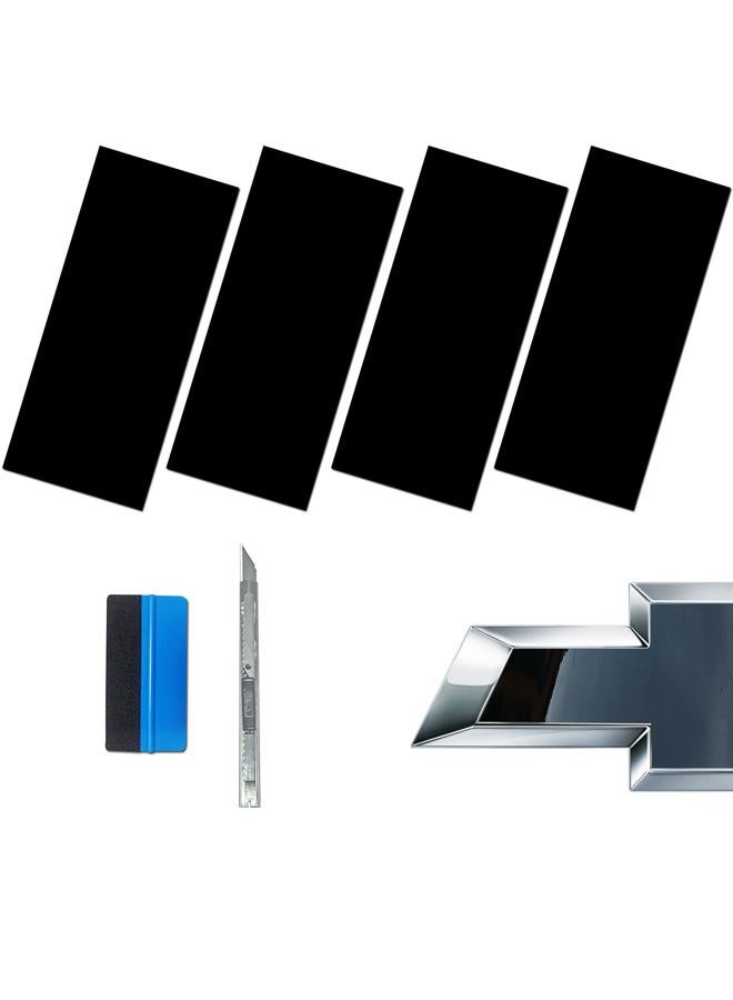 LZLRUN Compatible with Bowtie Logo Wrap Stickers Cut-Your-Own Emblem Overlay DIY Decals for Chevy (11.8 Inch x 4 Inch) (Gloss Black) - Image 1