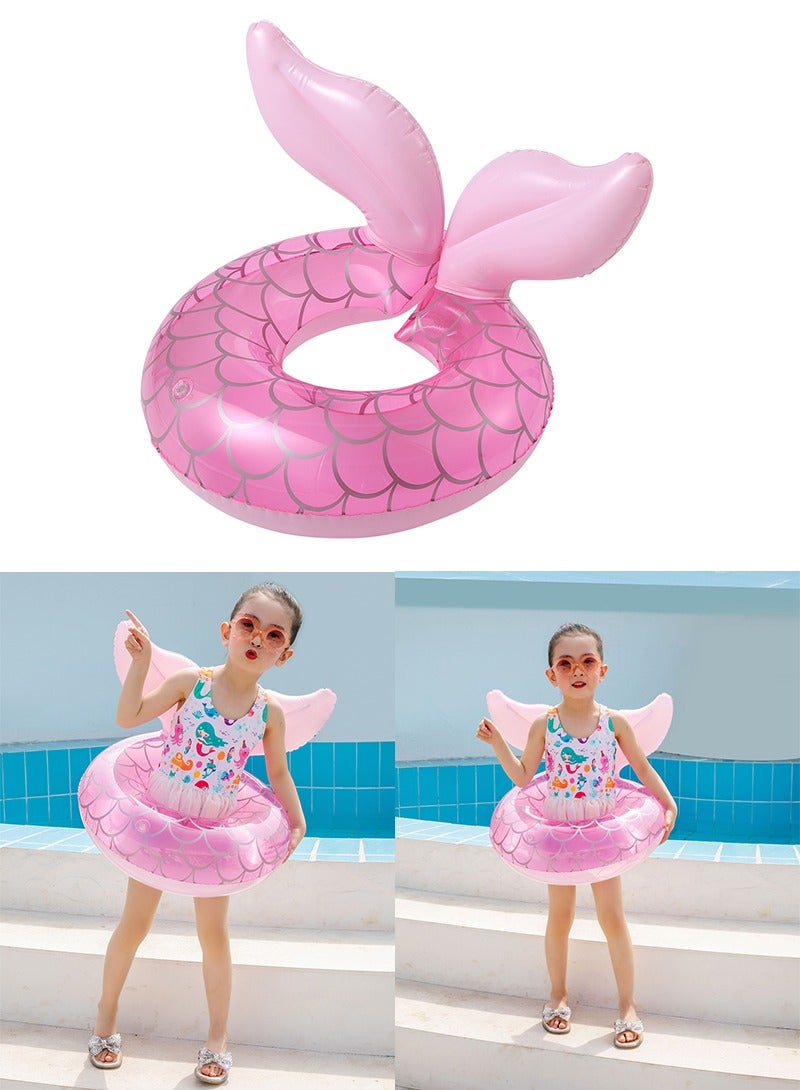 TAPIT Kids Mermaid Swimming Ring, Mermaid Tail Shaped Pool Swimming Float Tube Ring Float, Summer Water Fun Beach Party Swimming Pool Toys for Children Aged 3-8 Years Old - Image 1