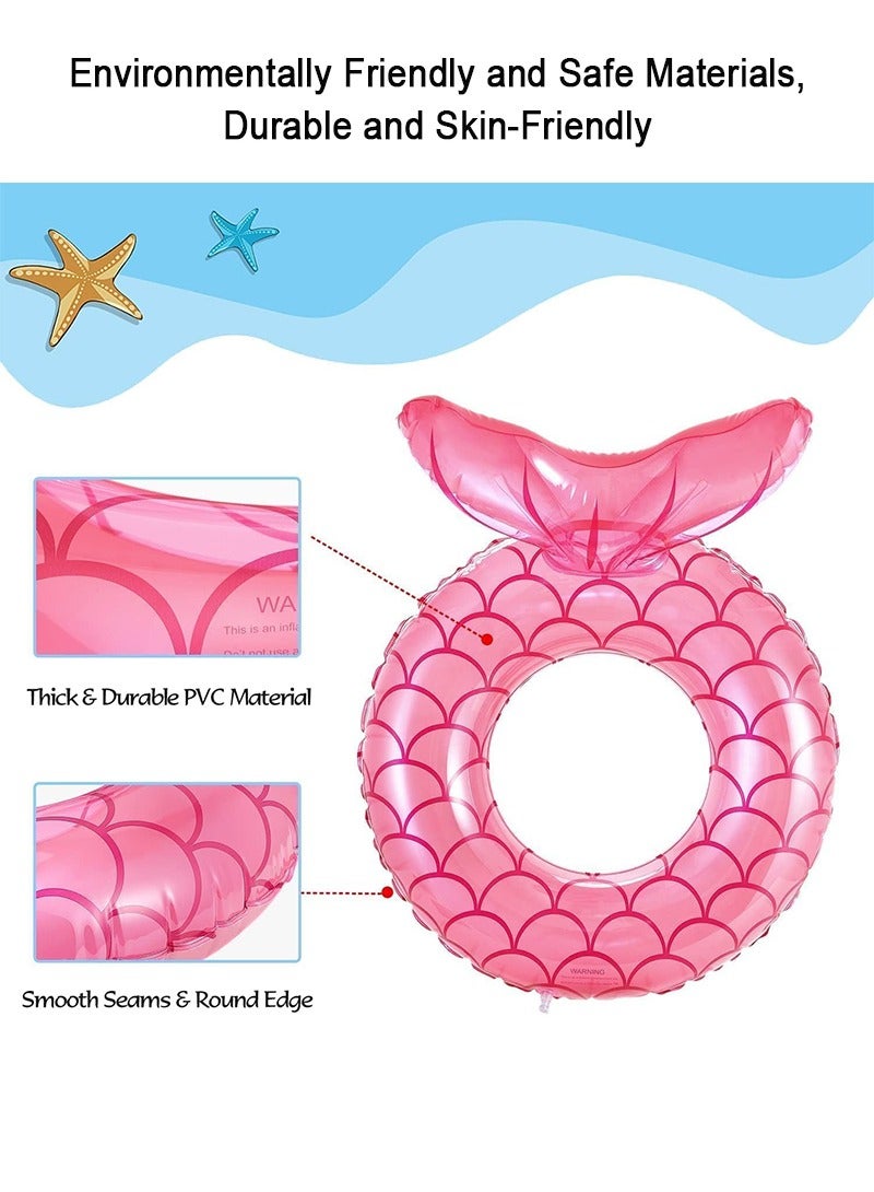 TAPIT Kids Mermaid Swimming Ring, Mermaid Tail Shaped Pool Swimming Float Tube Ring Float, Summer Water Fun Beach Party Swimming Pool Toys for Children Aged 3-8 Years Old - Image 3