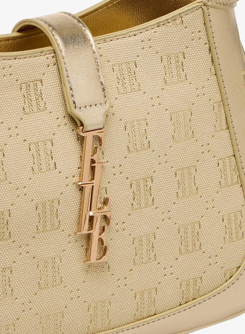 ELLE GOLD Monogram Debossed Shoulder Bag With Detachable Handle for Women | Best Price UAE
