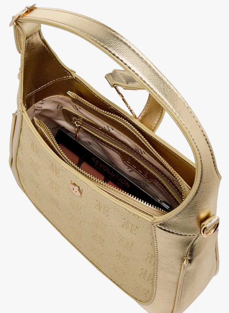 ELLE GOLD Monogram Debossed Shoulder Bag With Detachable Handle for Women | Best Price UAE