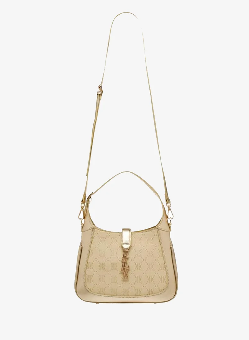 ايل Monogram Debossed Shoulder Bag With Detachable Handle