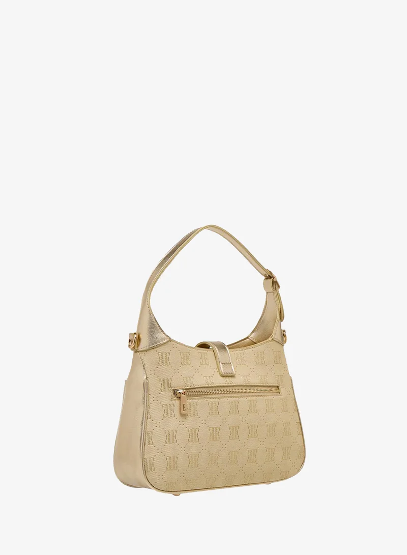 ELLE GOLD Monogram Debossed Shoulder Bag With Detachable Handle for Women | Best Price UAE