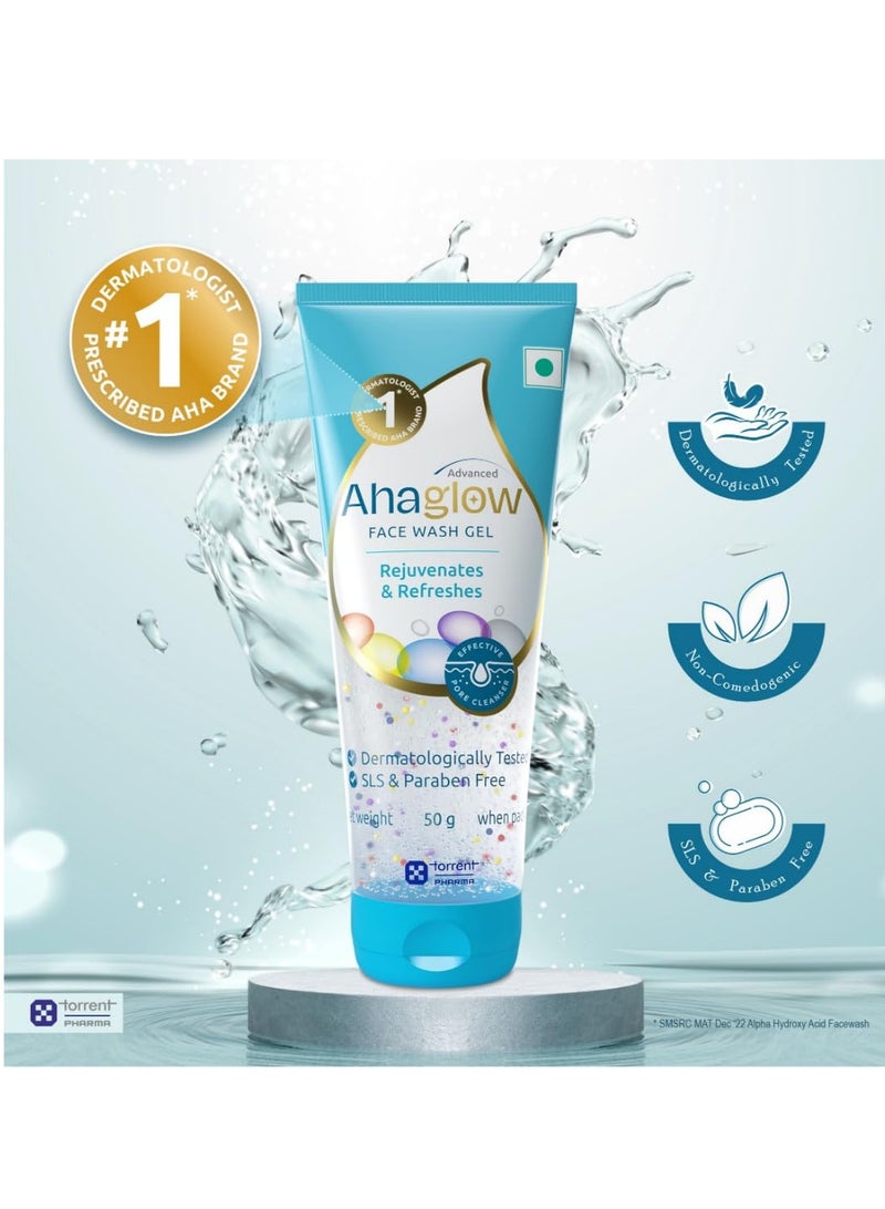 Ahaglow Advanced Face Wash Gel 50g | 1% Glycolic Acid (AHA) | Jojoba & Tea Tree Oil | Brightening, Acne Control & Gentle Exfoliating Cleanser | Torrent Pharma - Image 5