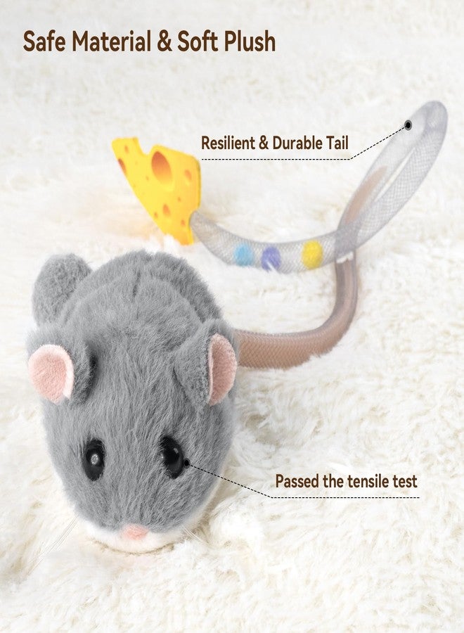 Migipaws Interactive MigiMouse Cat Toy 360° Rolling & Spin with Wiggling Tail for Indoor Cats Smart Motion Sensor, Realistic Squeak, Rechargeable Plush Kitten Toy(Grey) - Image 5