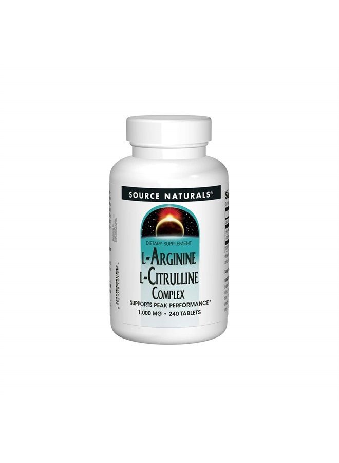 Source Naturals مكمل غذائي من الأحماض الأمينية الأساسية L-Arginine L-Citrulline Complex 1000mg - 240 قرصًا - Image 1