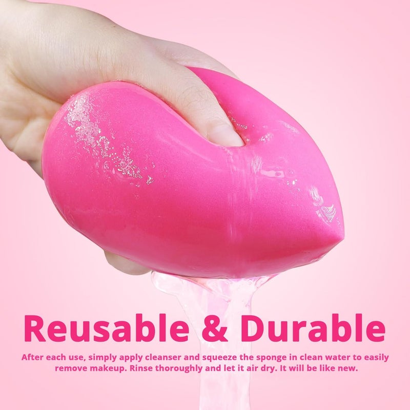 BEAKEY Large, Mini and Standard Makeup Sponges Trio Set with Soft and Bouncy Touch, Beauty Sponges Blender in Rose Pink for Powder, Cream and Liquid Blending - Image 4