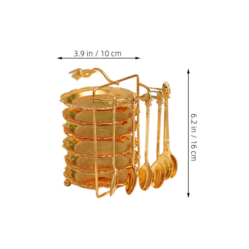 2 Sets With Sliver Holder Stand Round Decorative Tabletop For Cake And Fruit Tray Kitchen Home - Image 2