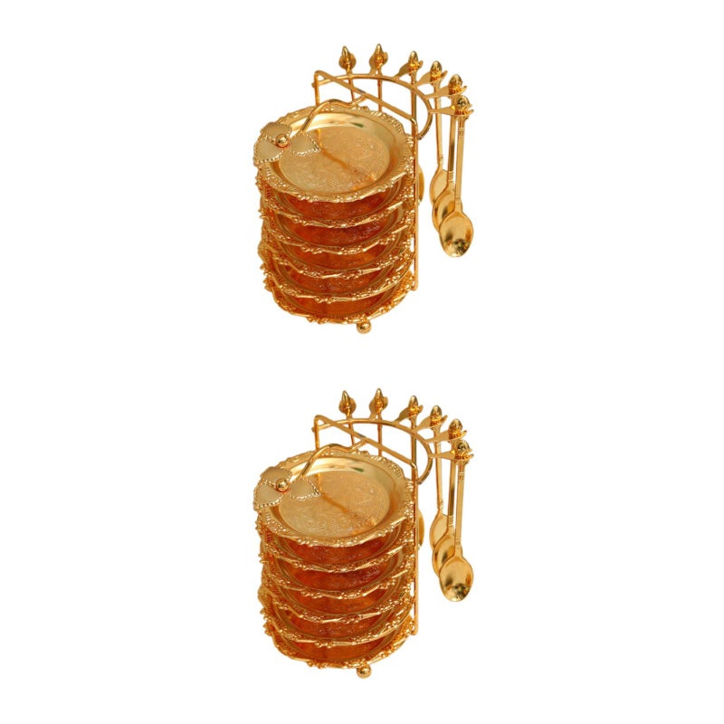 2 Sets With Sliver Holder Stand Round Decorative Tabletop For Cake And Fruit Tray Kitchen Home - Image 1