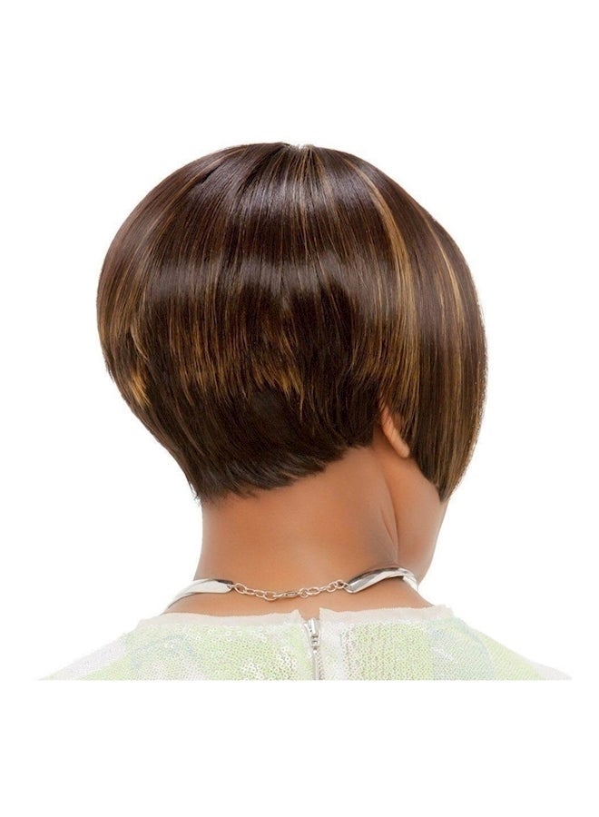 NIBEMINENT Short Hair Taper Gradient Wig Brown 32cm