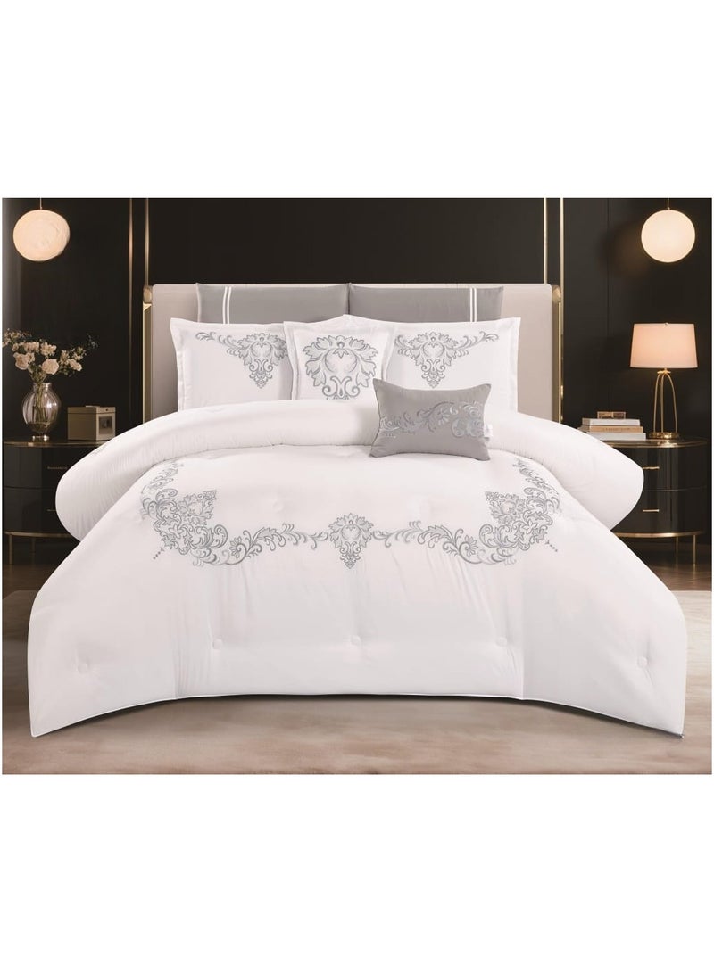 Nephrine quilt set, microfiber embroidered bedspread, consisting of 8 pieces, king size quilt, 240 x 260 cm.