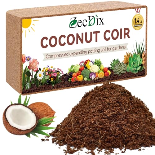 ZeeDix Compressed Coco Coir Brick for Plants, Premium Coconut Coir Bricks Potting Soil Mix, Natural Coconut Husk Coco Peat Brick with Low EC and pH Balance for Gardening Plants Flower Herbs - Image 1
