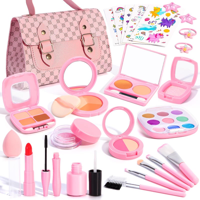 WESAYEE Toddlers Pretend Play Makeup Set for Kids 3-5, Fake Makeup for Girls with Toddler Purse, Make up Kit Toys for 3 4 5 6 7 Year Old Little Girls Birthday Gift - Image 1