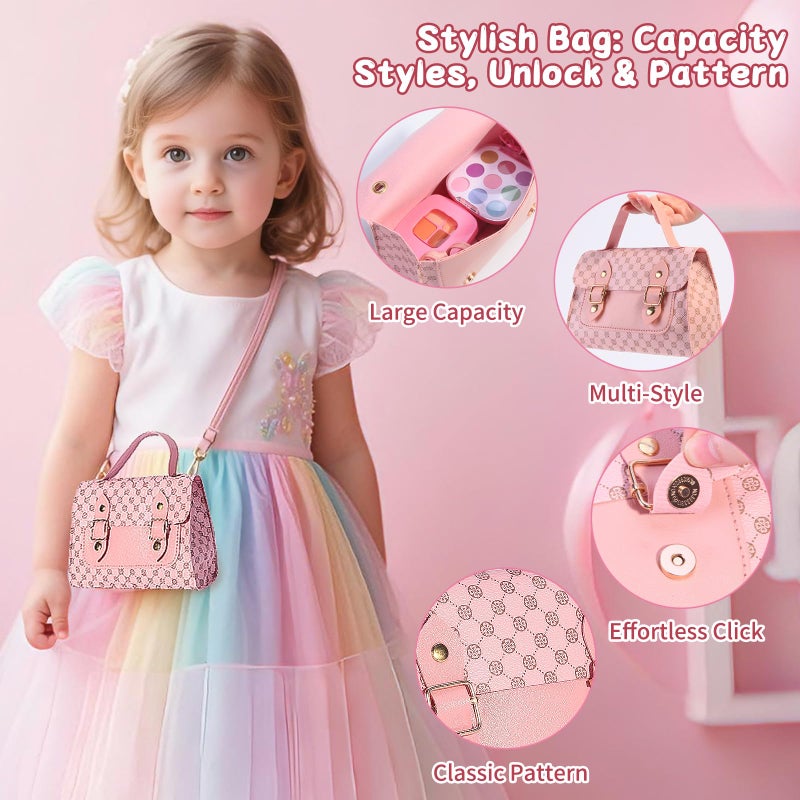 WESAYEE Toddlers Pretend Play Makeup Set for Kids 3-5, Fake Makeup for Girls with Toddler Purse, Make up Kit Toys for 3 4 5 6 7 Year Old Little Girls Birthday Gift - Image 3
