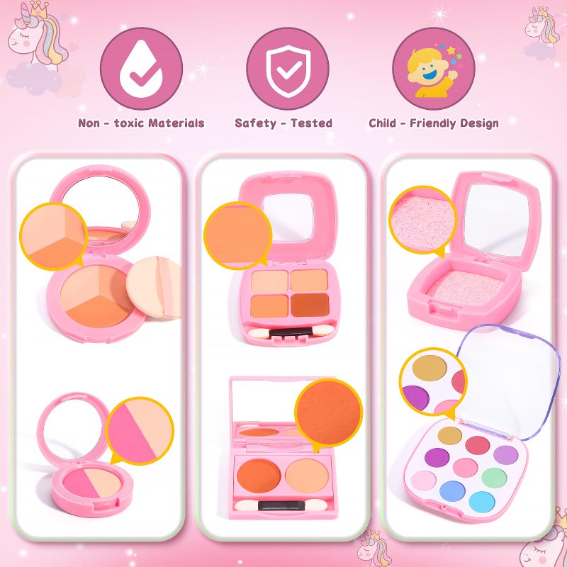WESAYEE Toddlers Pretend Play Makeup Set for Kids 3-5, Fake Makeup for Girls with Toddler Purse, Make up Kit Toys for 3 4 5 6 7 Year Old Little Girls Birthday Gift - Image 4