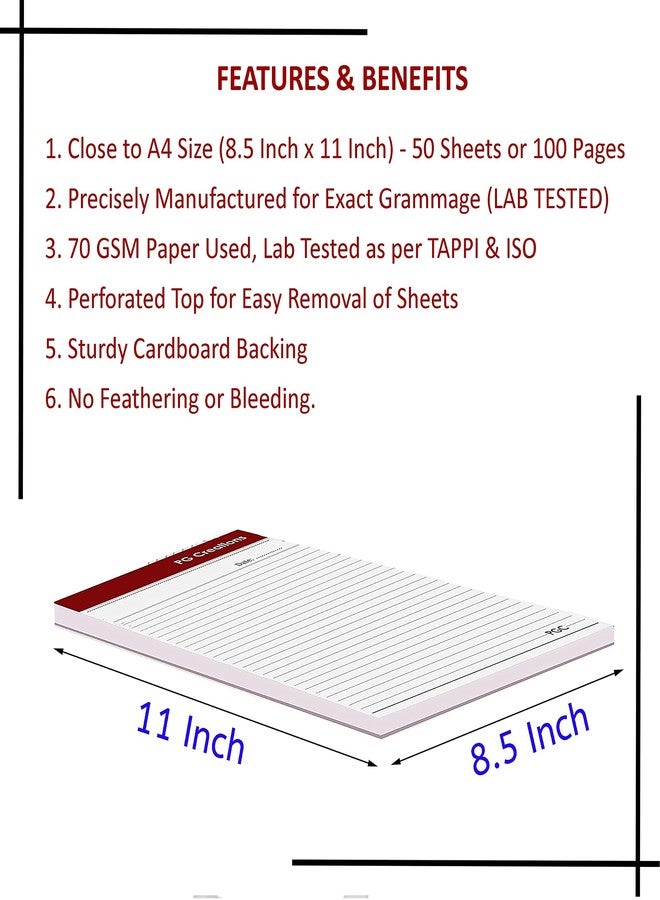 PG Creations A4 Size, Pack of 3 Pads, Writing Notepads, 50 Sheets per Pad, 70 Gsm Single Side Ruled Paper Pads for Daily Notes, Office Work & Students Use, 8.5x11 Inch, White - Image 3