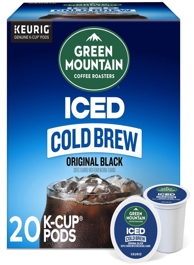 Green Mountain Coffee Roasters قهوة جرين ماونتن كوفي روستر الأصلية المثلجة السوداء الباردة، كبسولات كيوريج كي-كاب للاستخدام الفردي، علبة تحتوي على 20 كبسولة - Image 1