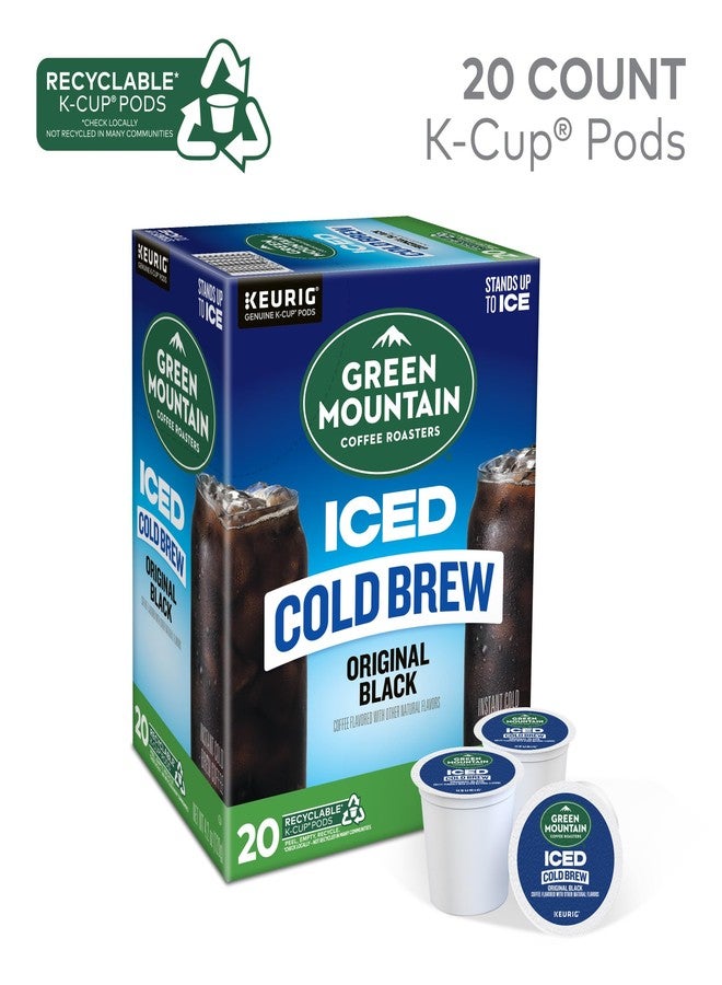 Green Mountain Coffee Roasters قهوة جرين ماونتن كوفي روستر الأصلية المثلجة السوداء الباردة، كبسولات كيوريج كي-كاب للاستخدام الفردي، علبة تحتوي على 20 كبسولة - Image 2