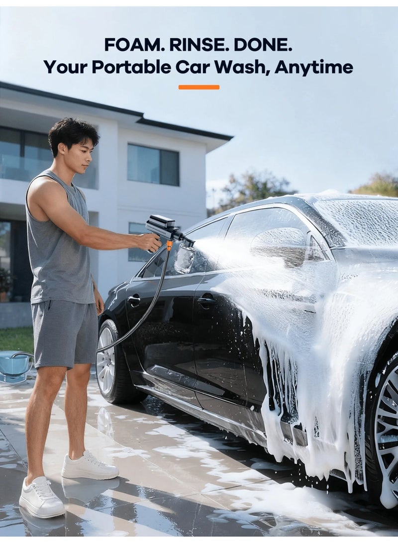 BlueFire Powerful X9 Portable Cordless Pressure Washer 300 PSI – Silent Foldable Rechargeable Car Wash Jet Spray Gun with 5-in-1 Multi-Function Nozzle, 4000mAh Battery, Type-C Charging Cable, Foam Pot, 5M Hose, High-Pressure Power Washer Kit for Car, Bike, Garden, Home & Outdoor Cleaning - Image 4