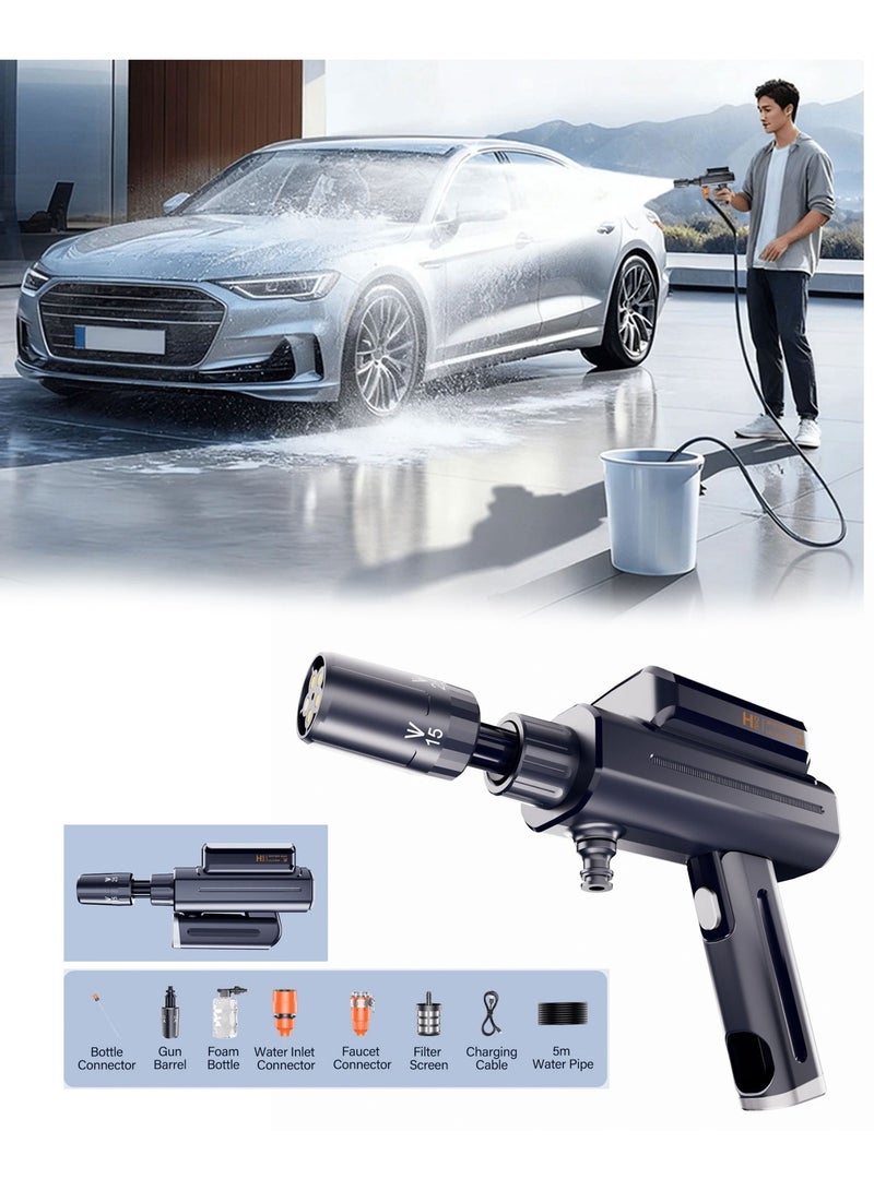 BlueFire Powerful X9 Portable Cordless Pressure Washer 300 PSI – Silent Foldable Rechargeable Car Wash Jet Spray Gun with 5-in-1 Multi-Function Nozzle, 4000mAh Battery, Type-C Charging Cable, Foam Pot, 5M Hose, High-Pressure Power Washer Kit for Car, Bike, Garden, Home & Outdoor Cleaning - Image 1