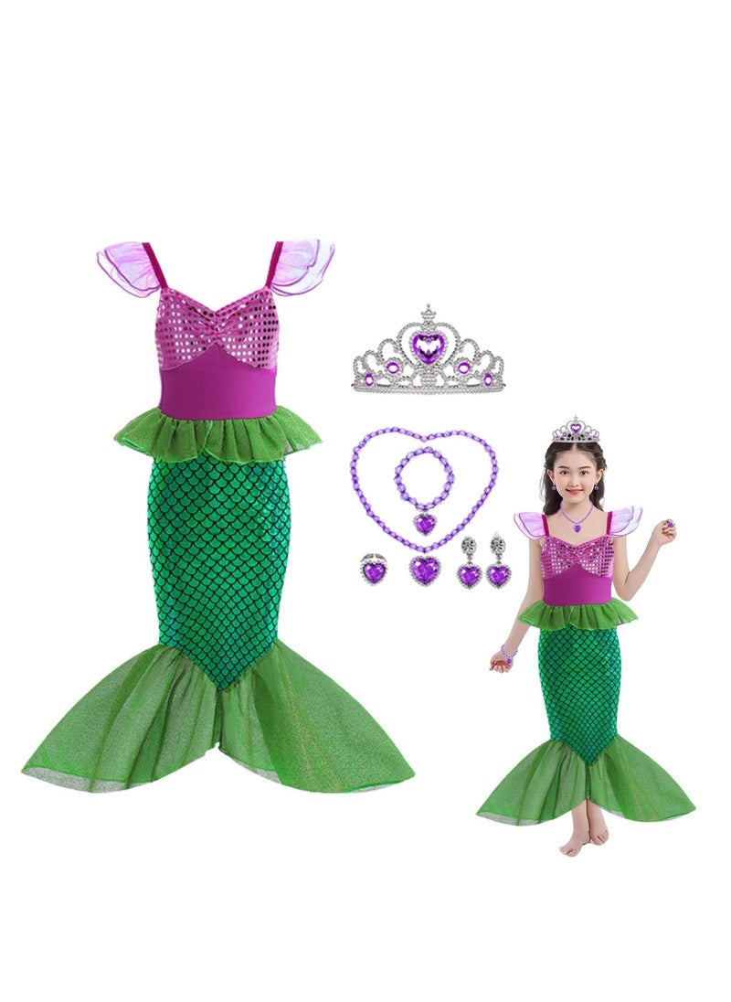 Home Smart Home Smart Mermaid Princesses Queen Costume Dress for kid's Birthday Party Dress with Accessories Fairy-Tale Fancy Girl Dress for Party Favor and more.  - Image 1