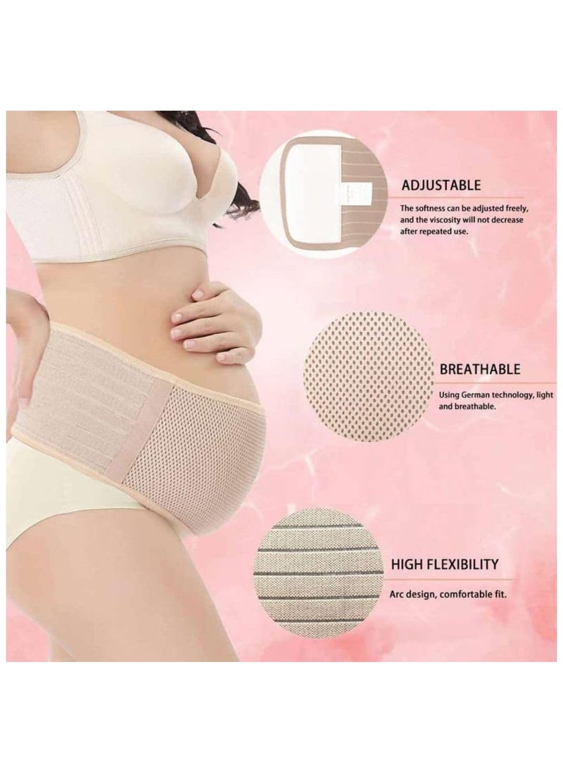 Zimtal Pregnancy Belly Band Maternity Belly Band for Women Pregnancy Belt - Relieve Back, Pelvic, Hip Pain - Adjustable Belly Support Bands for Pregnant Women - Maternity Belt Fits Up to 46" - Beige  - Image 2